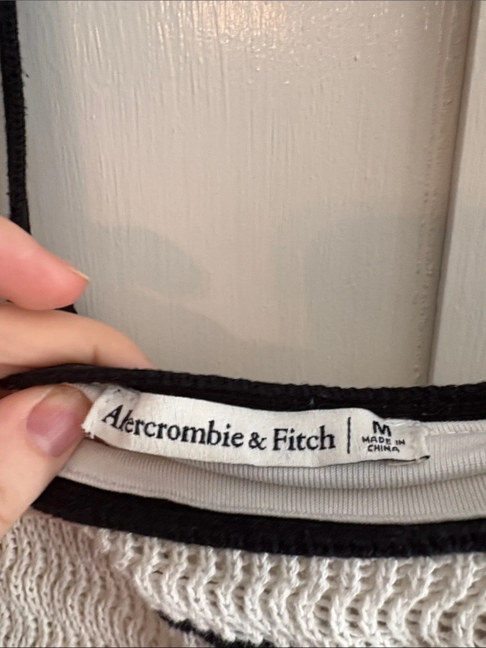 Abercrombie & Fitch Cream Crochet Maxi Dress with Black Trim